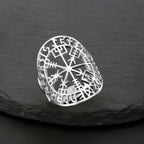 Pierścionek Vegvisir Kompas Runiczny Wiking srebrny