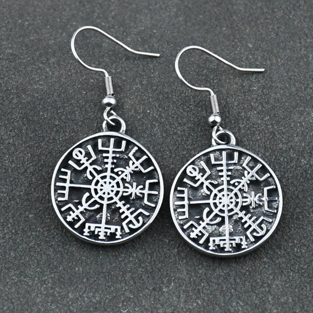 Kolczyki wiszące Kompas Vegvisir Wiking