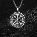 Naszyjnik Kompas Vegvisir Wisiorek Wiking czarny