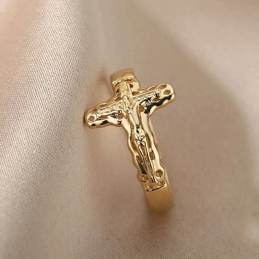 Pierścionek obrączka chrześcijańska Jezus dla kobiet