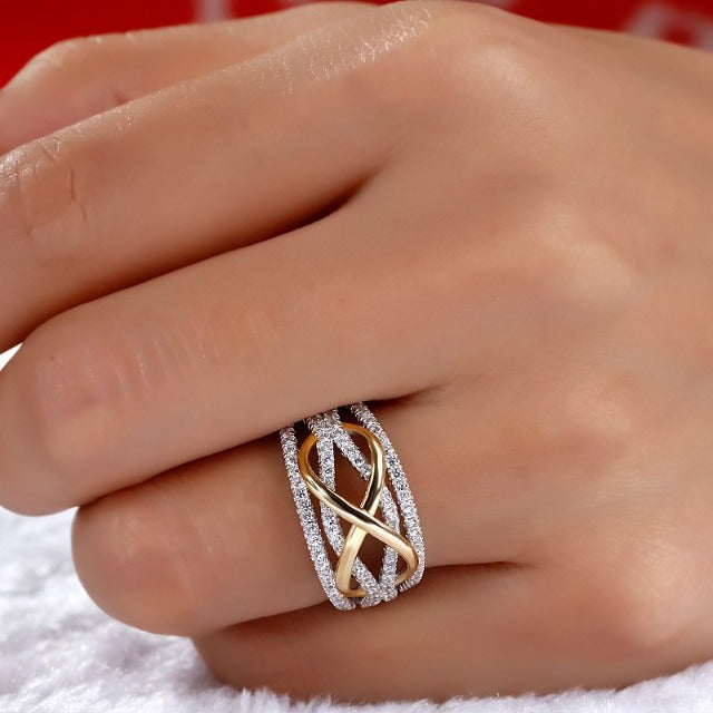 Pierścionek Nieskończoność Złoto i Diament dla Kobiet