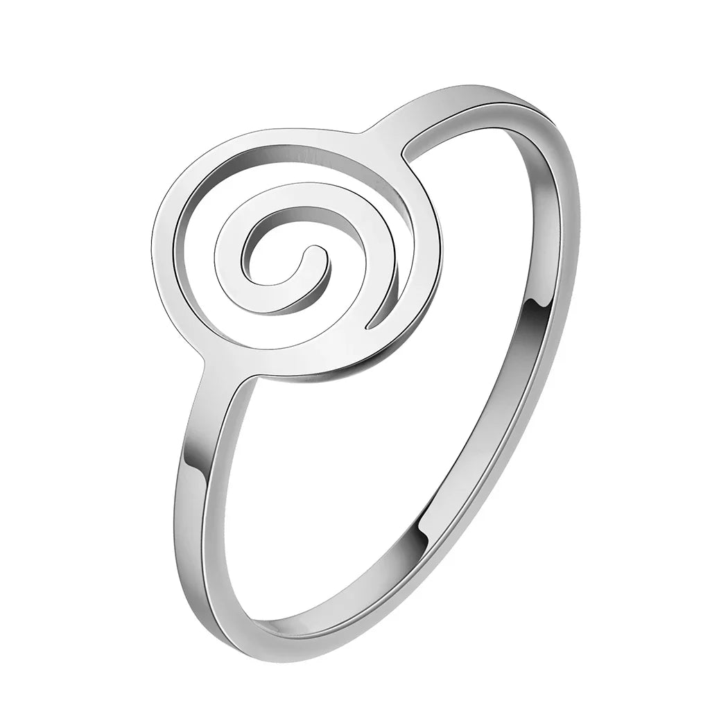 Pierścionek Spiralny Geometryczny srebrny