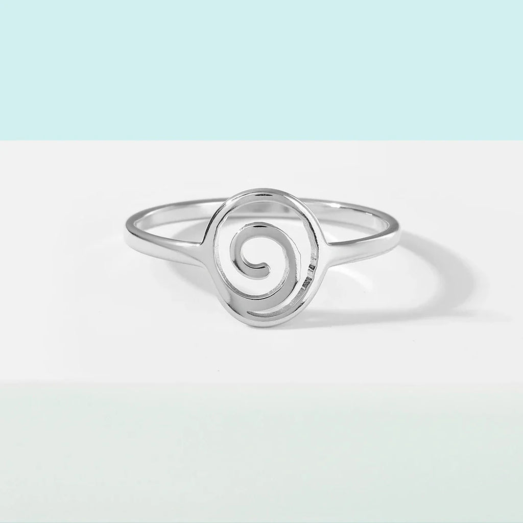 Pierścionek Spiralny Geometryczny srebrny