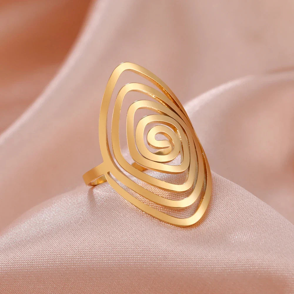 Pierścionek Spiralny Geometryczny Damski złoty