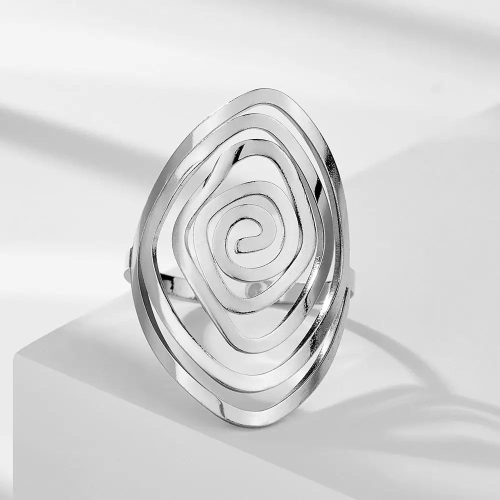 Pierścionek Spiralny Geometryczny Damski srebrny