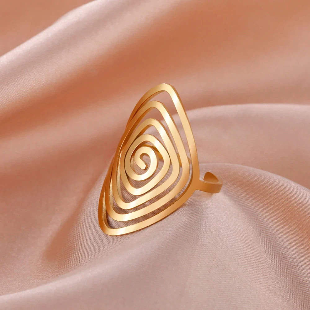 Pierścionek Spiralny Geometryczny Damski złoty