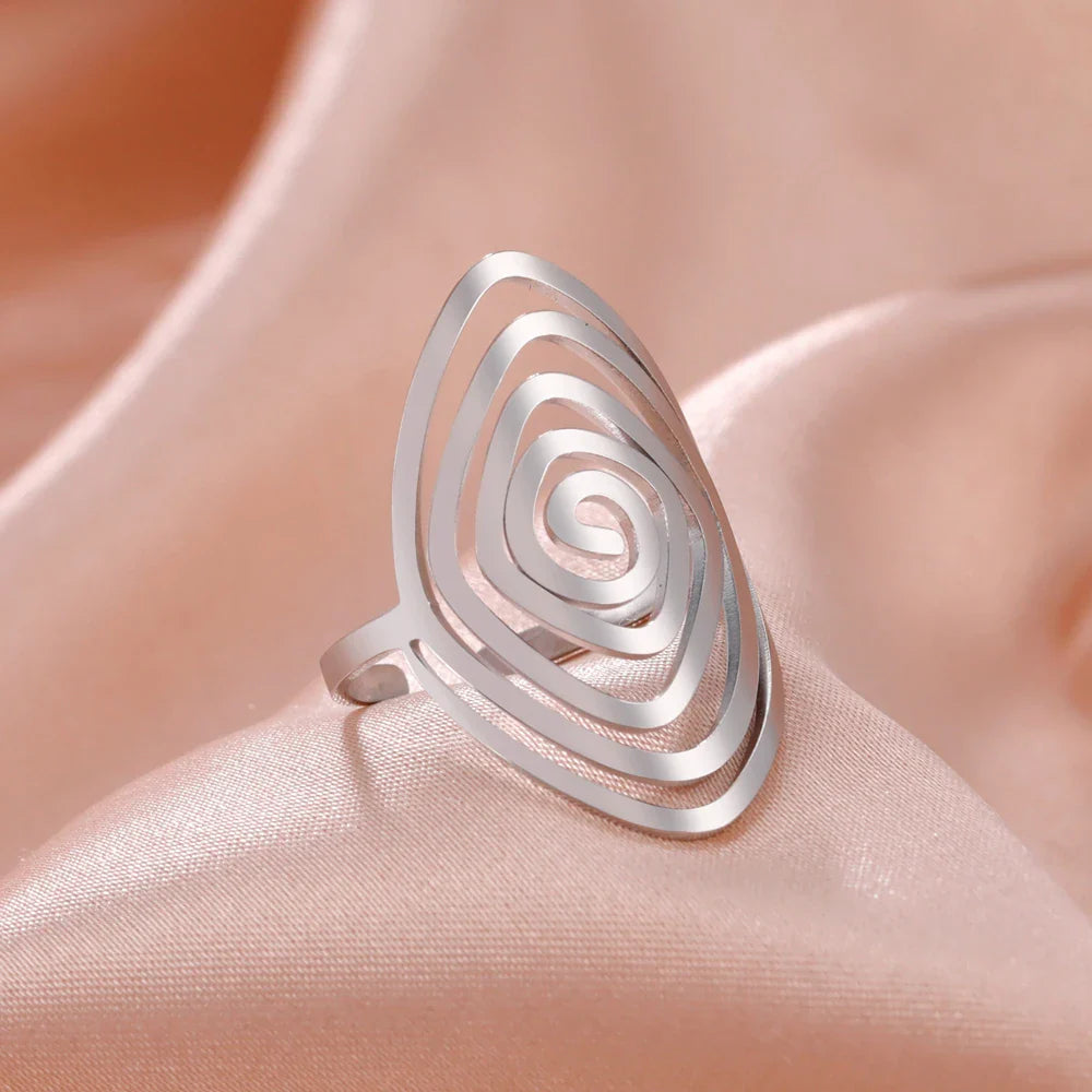 Pierścionek Spiralny Geometryczny Damski srebrny