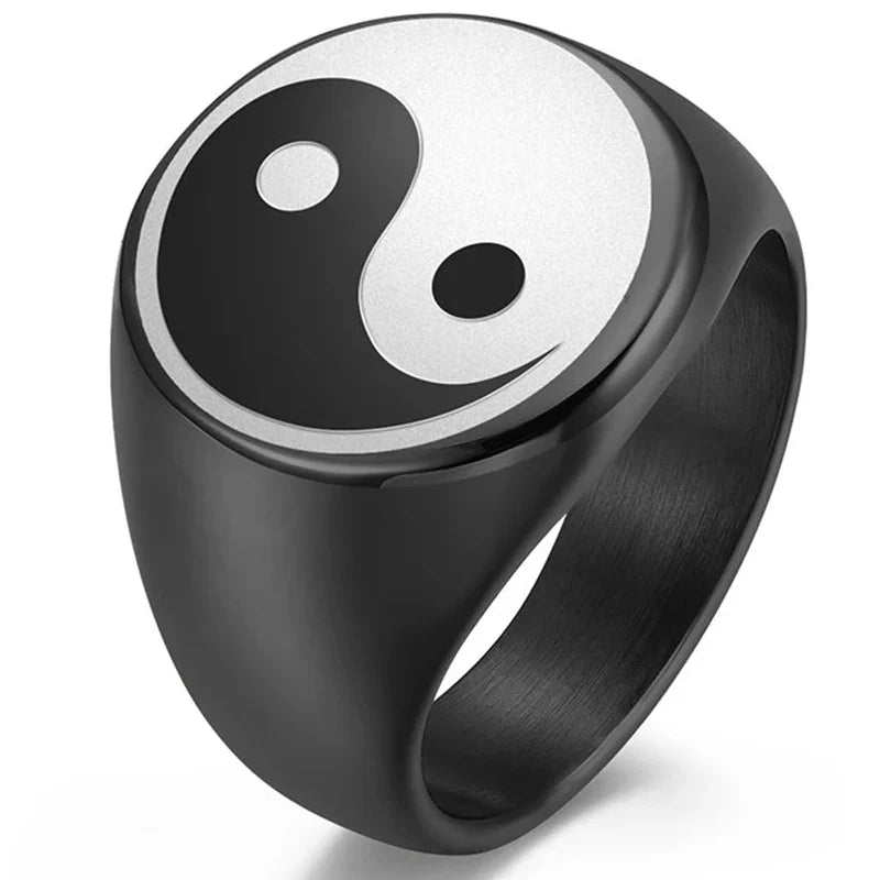 Pierścionek Yin Yang dla mężczyzn czarny