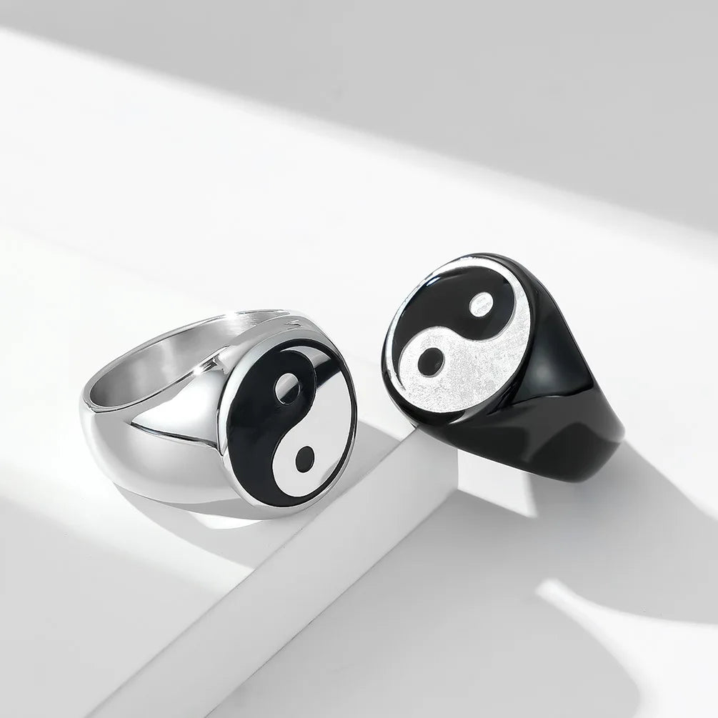 Pierścionek Yin Yang dla mężczyzn srebrny