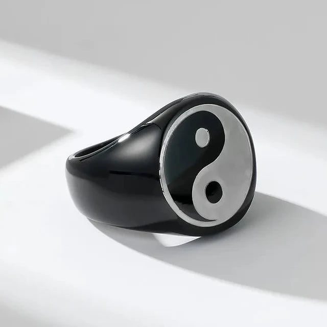 Pierścionek Yin Yang dla mężczyzn czarny