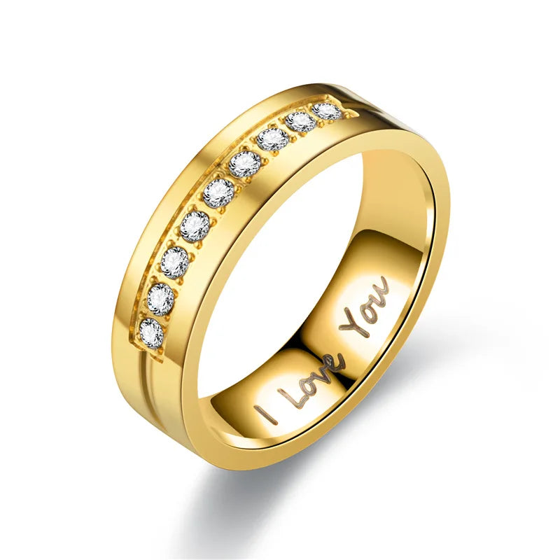 Pierścionki dla par Pierścionek Love złoty z diamentami