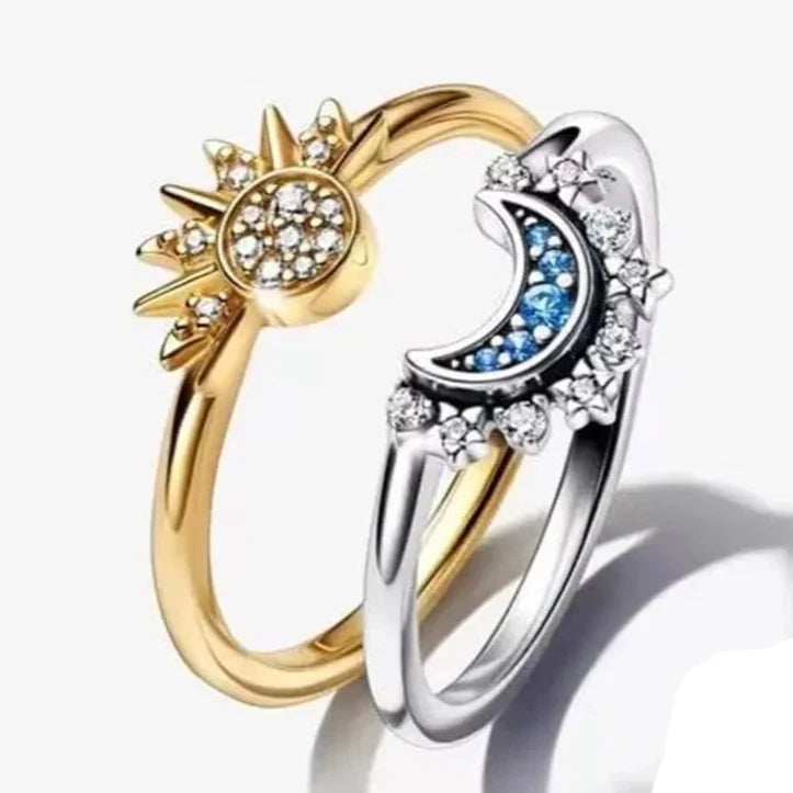 Pierścionki dla par Pierścień Słońce z cyrkonią słońce i księżyc