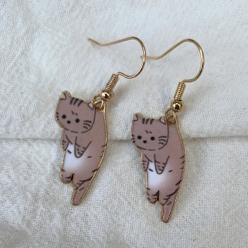 Kolczyki Kot Cute brązowy