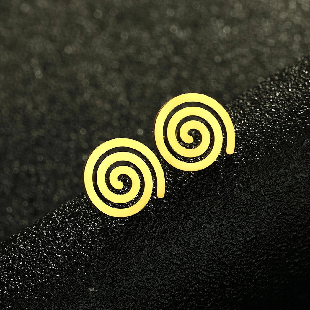 Kolczyki sztyfty spirala złote