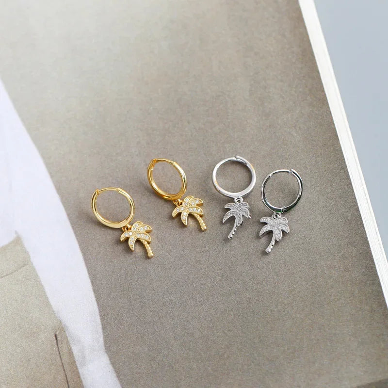 Kolczyki koła Palmier z cyrkonią złoto