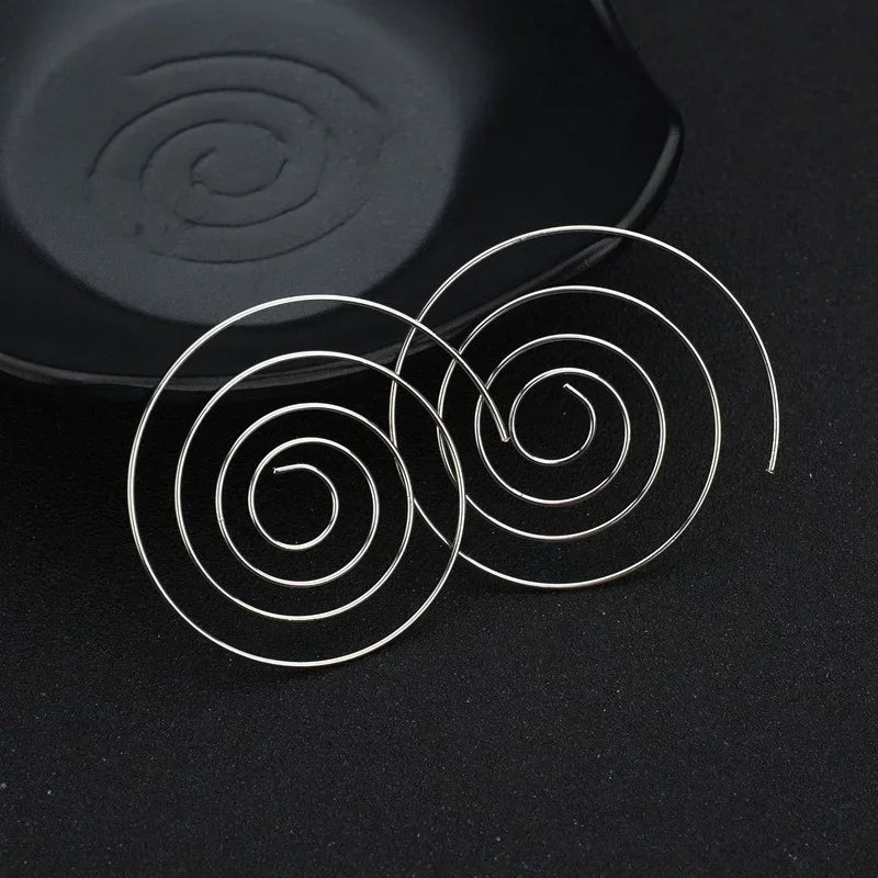 Kolczyki koła spiralne damskie srebrne
