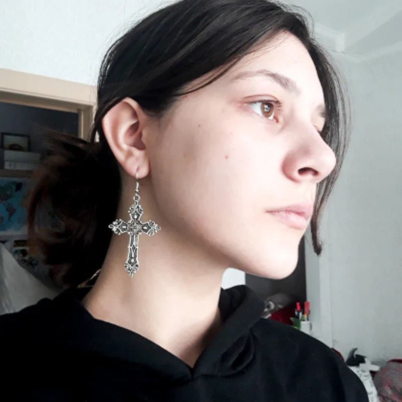 Kolczyki Krzyż Styl Gotycki Damski styl 1
