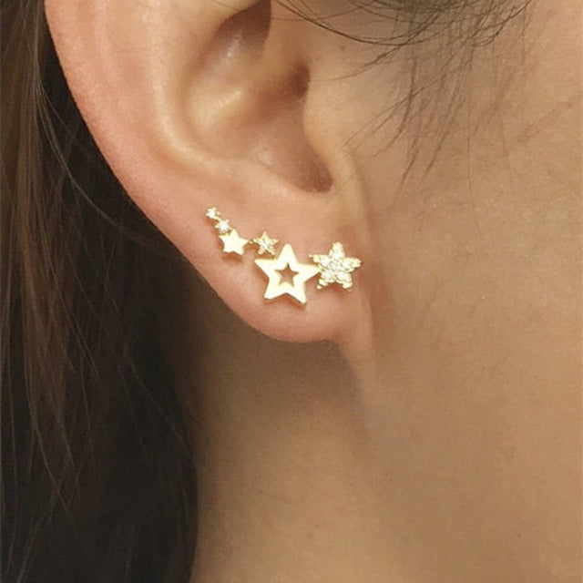 Kolczyki Gwiazdy Piercing złote