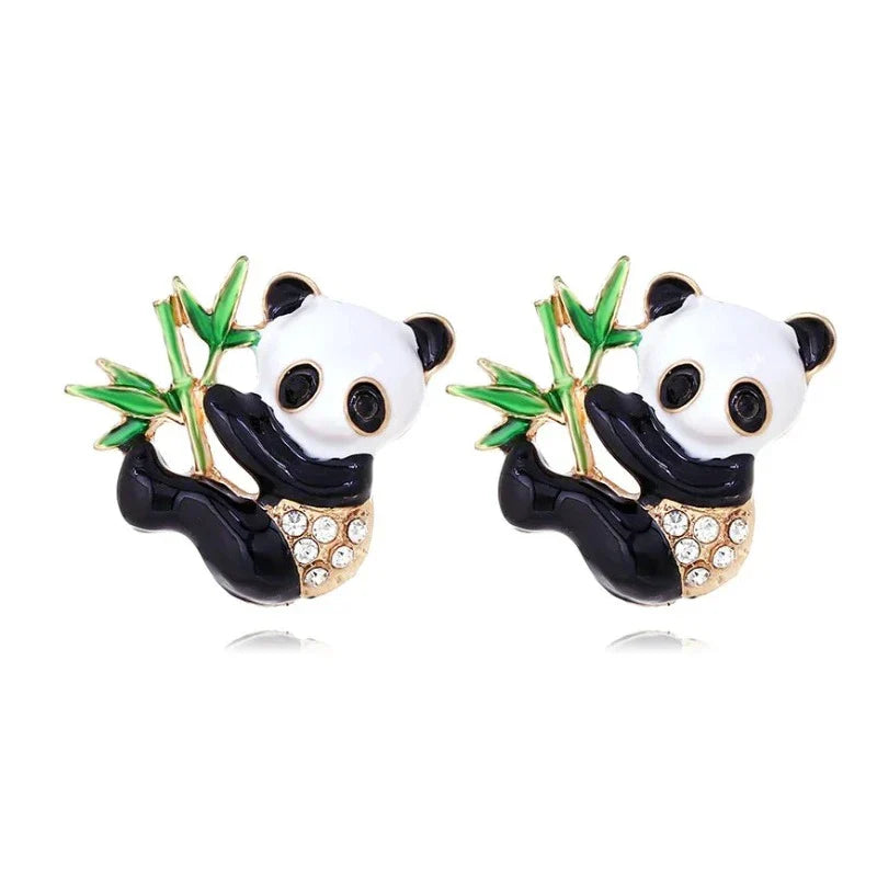 Kolczyki Panda Bambus