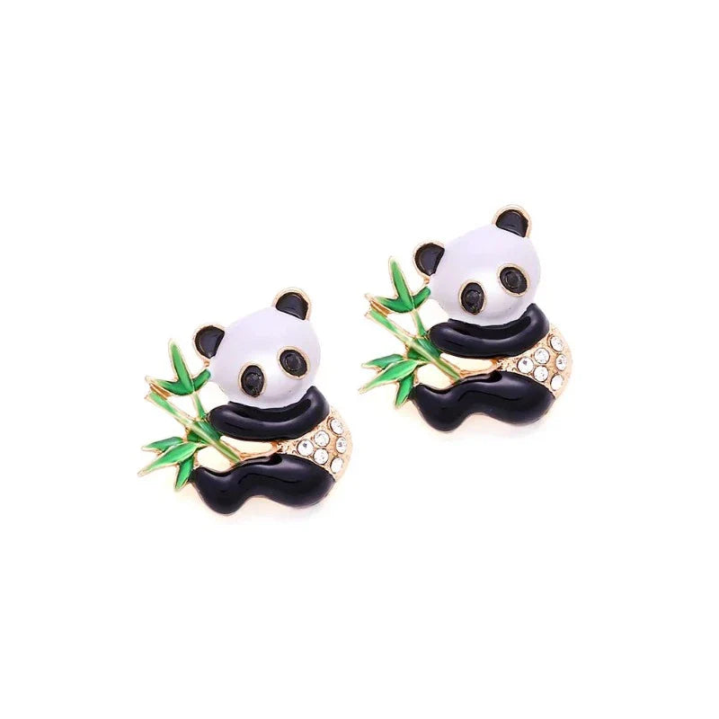 Kolczyki Panda Bambus