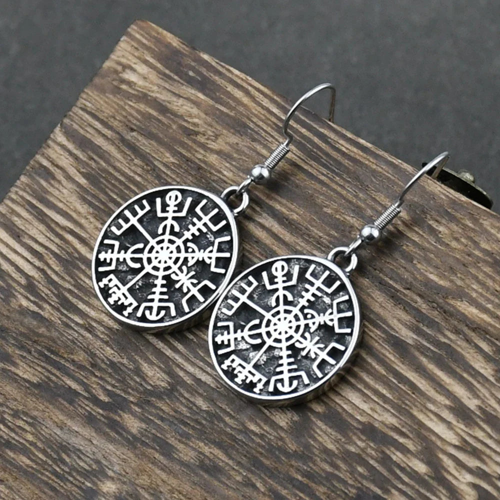 Kolczyki wiszące Kompas Vegvisir Wiking