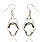 Kolczyki wiszące z zębem rekina, srebrne