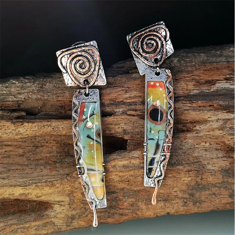 Etniczne kolczyki wiszące tribal