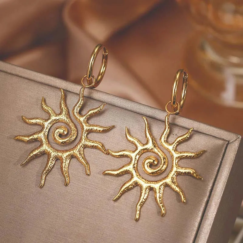 Kolczyki wiszące Słońce złote