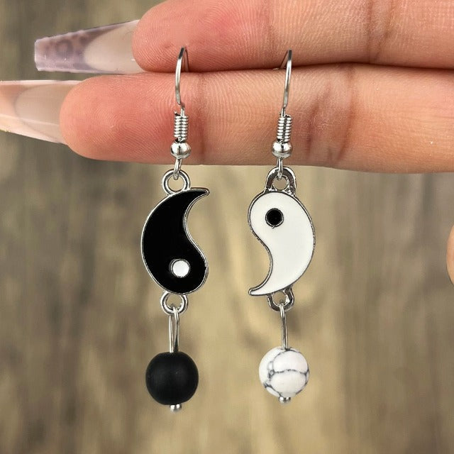 Kolczyki wiszące Yin Yang Złoto i Srebro srebro
