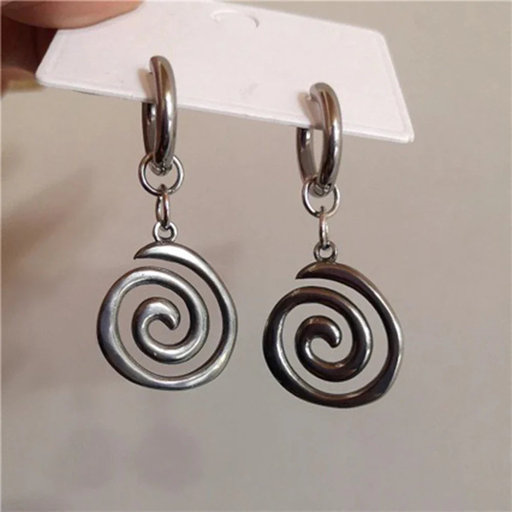 Kolczyki spiralne damskie wiszące