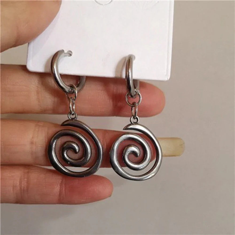 Kolczyki spiralne damskie wiszące