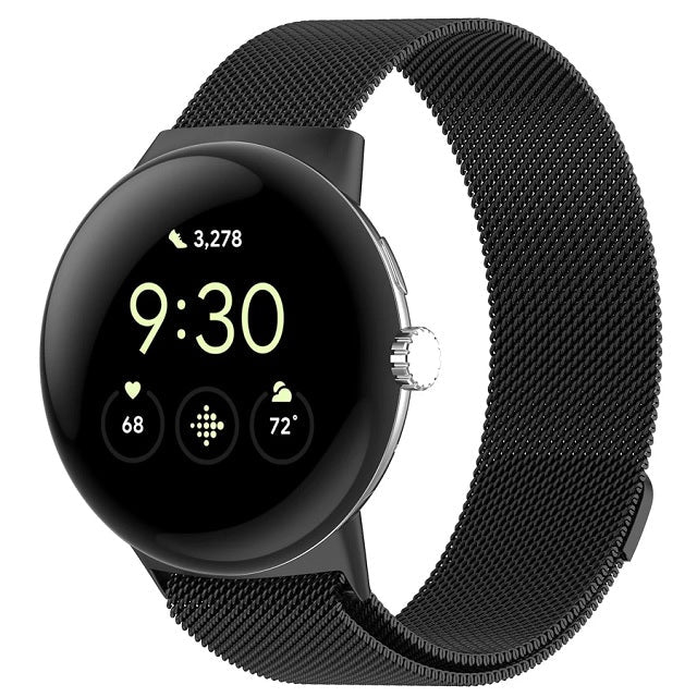 Bransoletka ze stali Milan Magnetyczna Smartwatch Google Pixel Watch 1 & 2 czarna