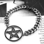 Bransoletka ze stali z pentaklem czarownictwa, bransoletka wicca