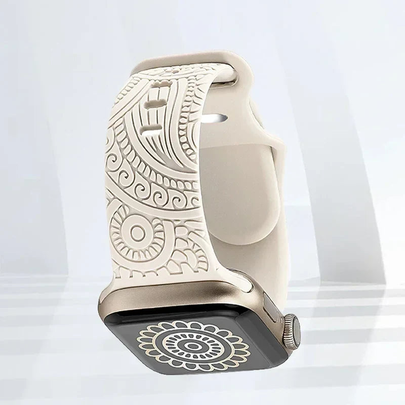 Bransoletka Apple Watch z beżowymi wzorami