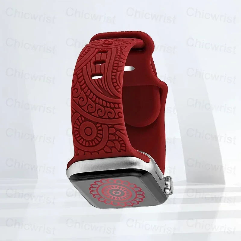 Bransoletka Apple Watch z bordowymi wzorami