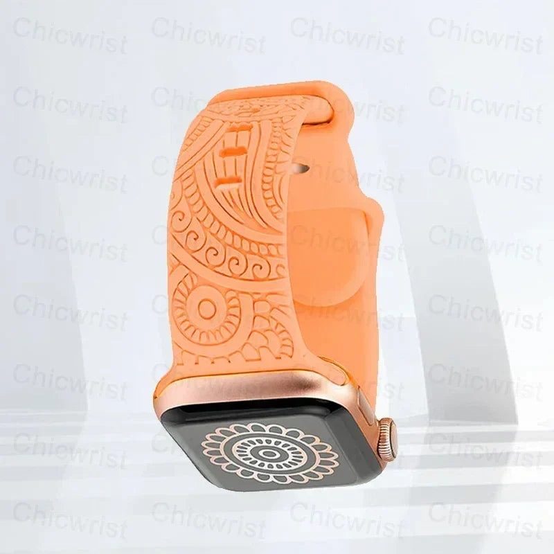 Bransoletka Apple Watch z pomarańczowymi wzorami