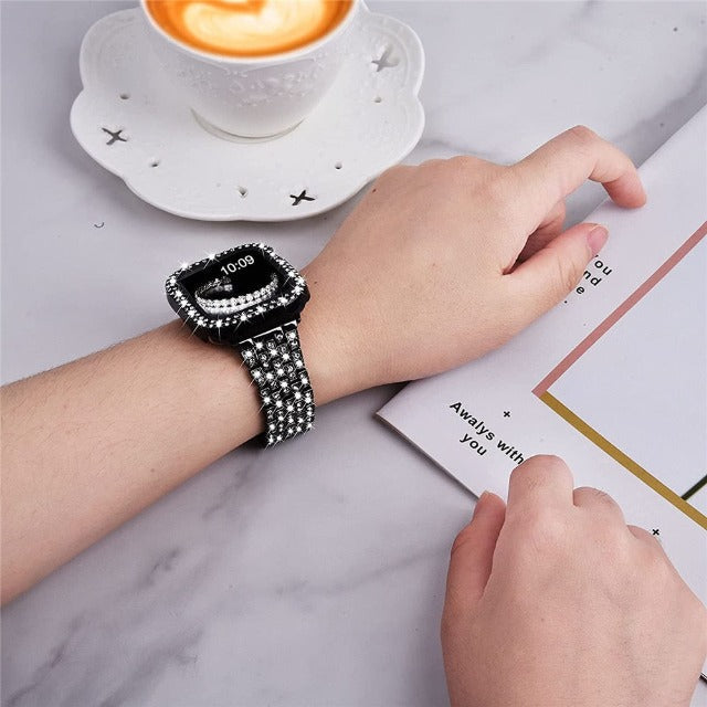 Bransoletka Apple Watch z kopertą Diamenty czarny