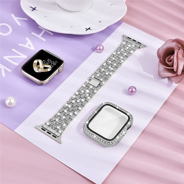 Bransoletka Apple Watch z kopertą Diamenty srebro