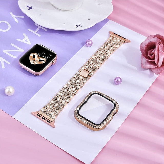 Bransoletka Apple Watch z kopertą Diamenty różowe złoto