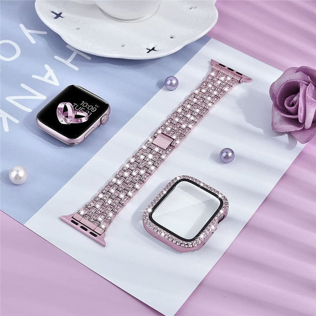 Bransoletka Apple Watch z kopertą Diamenty różowy