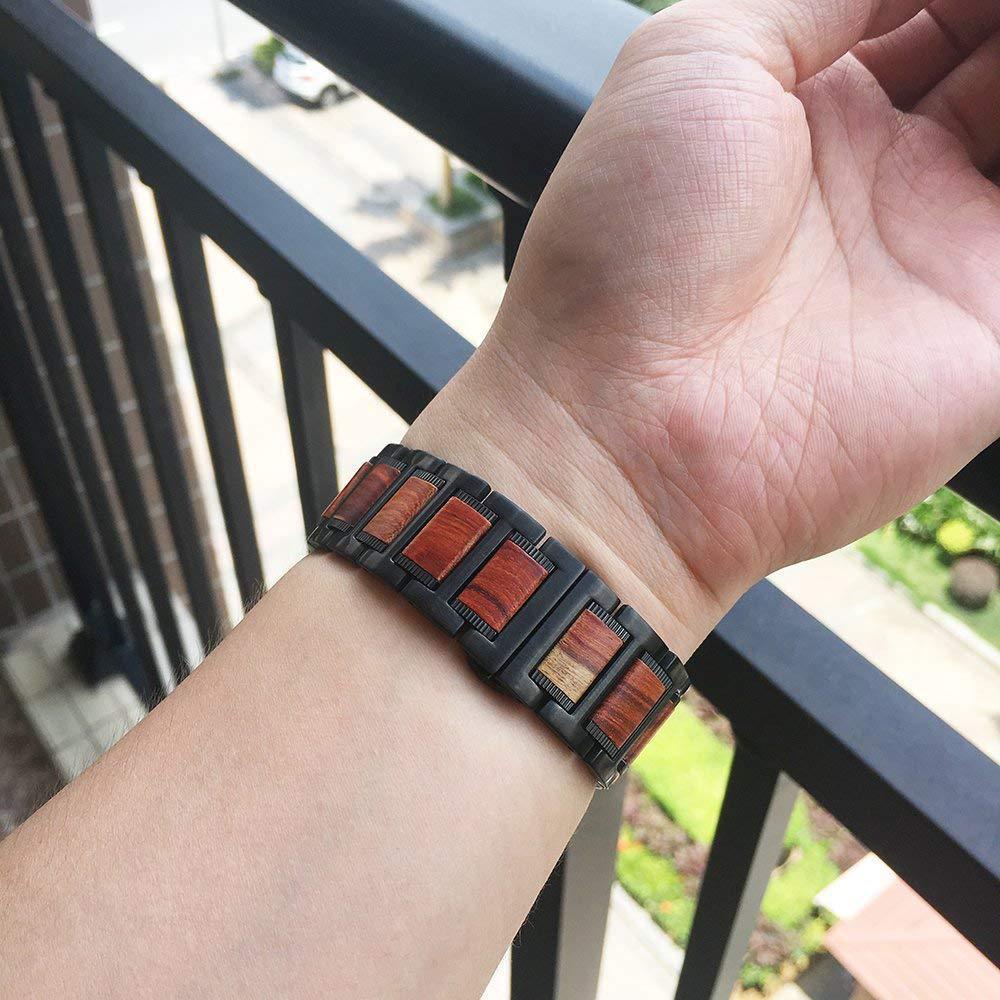 Bransoletka Apple Watch z drewna w czarnym i brązowym