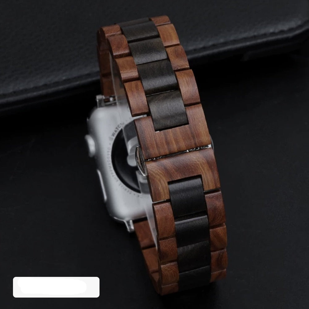 Bransoletka Apple Watch z drewna w kolorze brązowym i czarnym