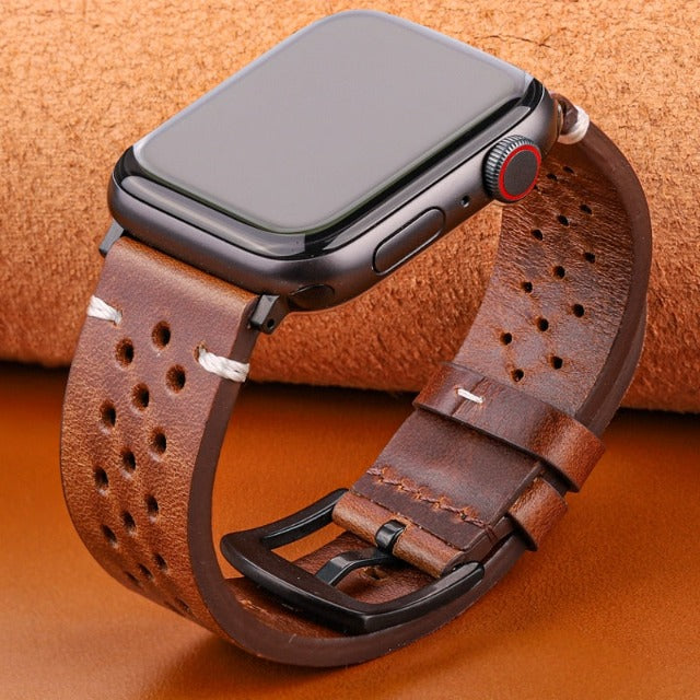 Pasek do Apple Watch z prawdziwej skóry brązowy i czarny
