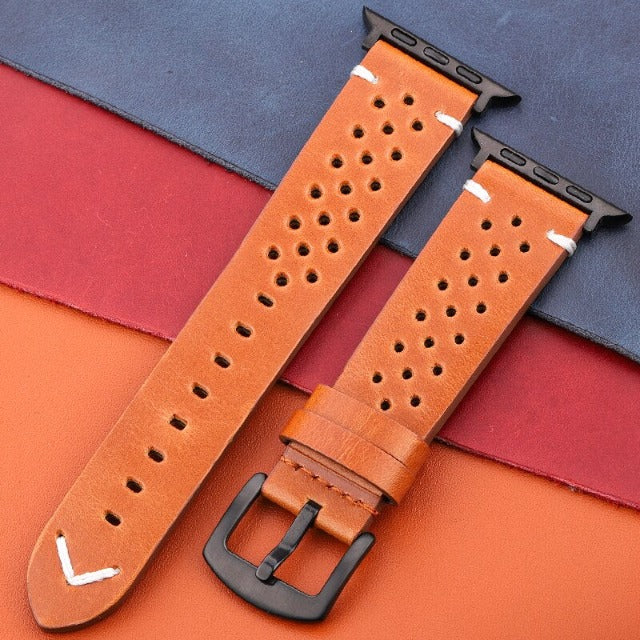 Pasek do Apple Watch z prawdziwej skóry jasnobrązowy i czarny