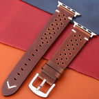 Pasek do Apple Watch z prawdziwej skóry brązowy i srebrny