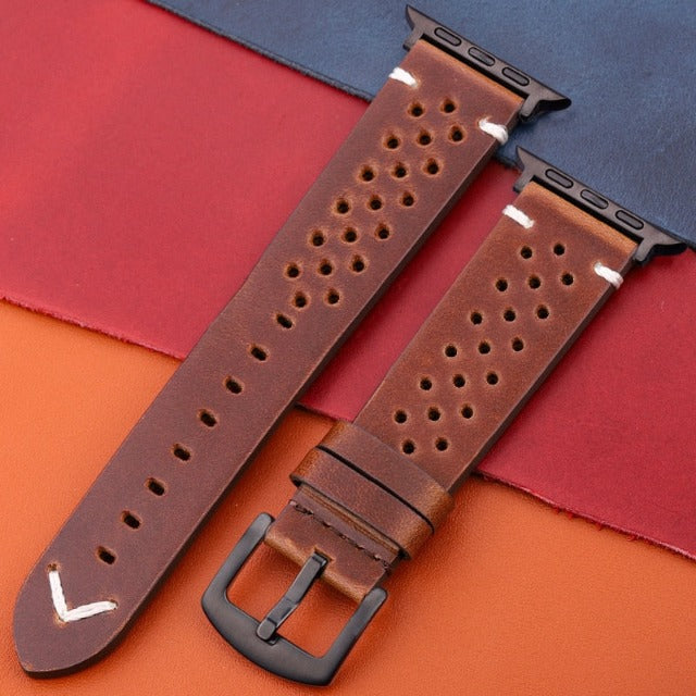 Pasek do Apple Watch z prawdziwej skóry brązowy i czarny