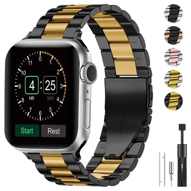 Bransoletka Apple Watch z czarnego i złotego metalu