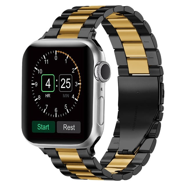 Bransoletka Apple Watch z czarnego i złotego metalu