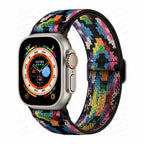 Bransoletka Apple Watch z plecionego nylonu w kolorze tęczowym