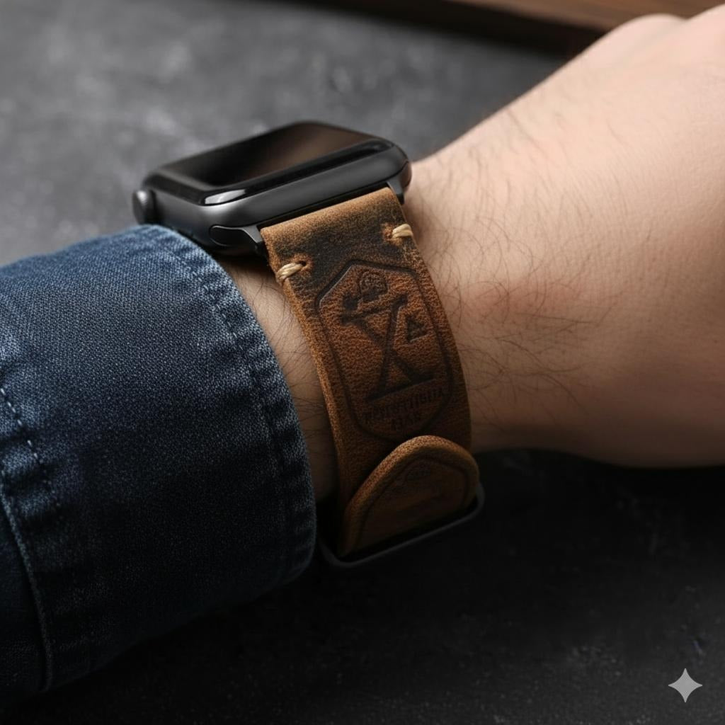 Męski gruby skórzany pasek do Apple Watch